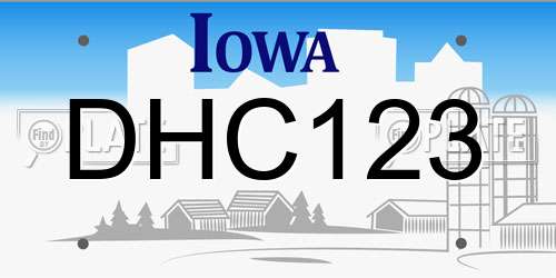 DHC123 Iowa License Plate