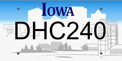 DHC240 Iowa License Plate