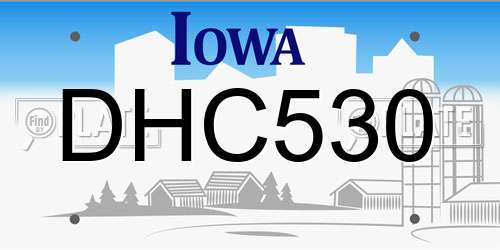 DHC530 Iowa License Plate
