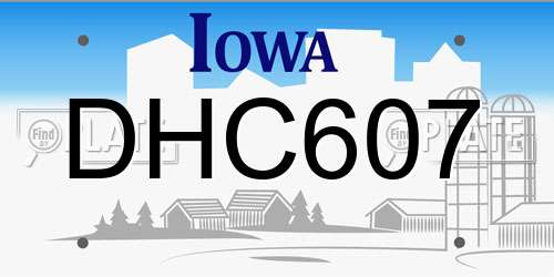 DHC607 Iowa License Plate