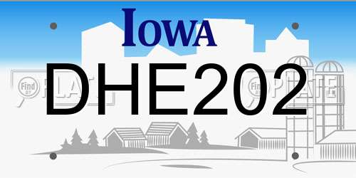 DHE202 Iowa License Plate