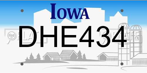 DHE434 Iowa License Plate