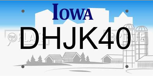 DHJK40 Iowa License Plate