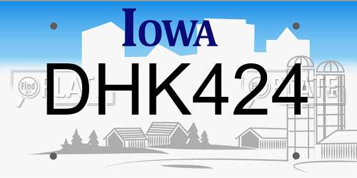 DHK424 Iowa License Plate