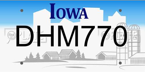 DHM770 Iowa License Plate