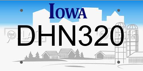 DHN320 Iowa License Plate