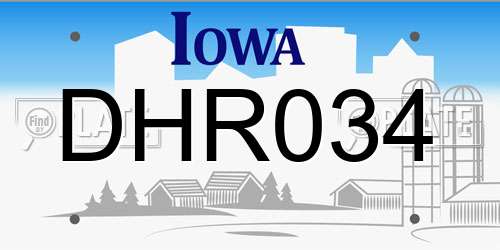 DHR034 Iowa License Plate