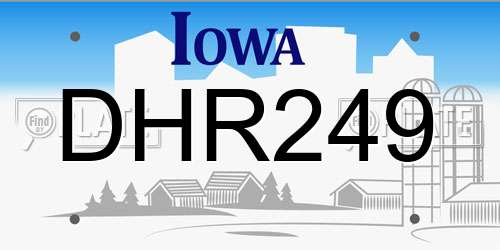 DHR249 Iowa License Plate