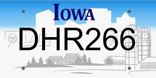 DHR266 Iowa License Plate