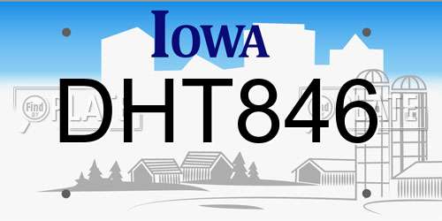 DHT846 Iowa License Plate