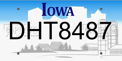 DHT8487 Iowa License Plate