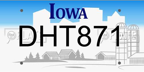 DHT871 Iowa License Plate
