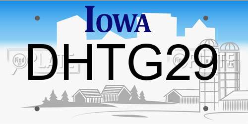 DHTG29 Iowa License Plate