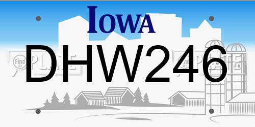 DHW246 Iowa License Plate