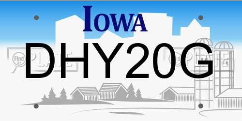 DHY20G Iowa License Plate