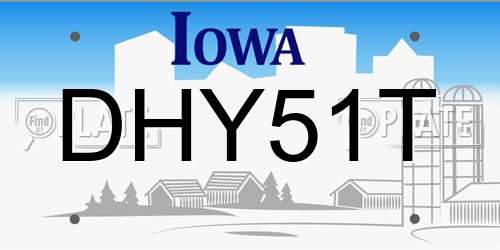 DHY51T Iowa License Plate