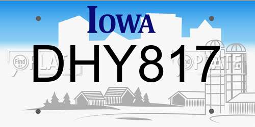 DHY817 Iowa License Plate