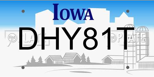 DHY81T Iowa License Plate