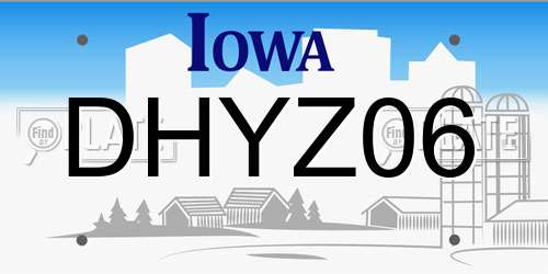 DHYZ06 Iowa License Plate