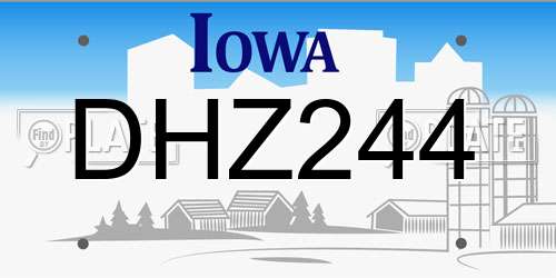 DHZ244 Iowa License Plate