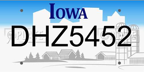 DHZ5452 Iowa License Plate
