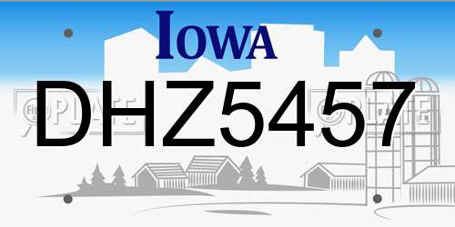 DHZ5457 Iowa License Plate