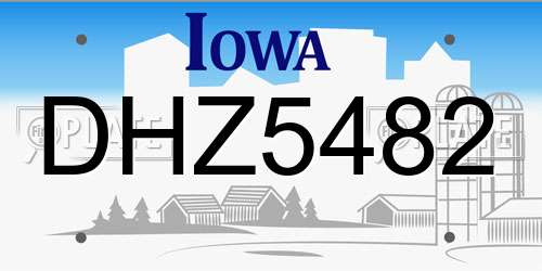 DHZ5482 Iowa License Plate