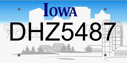 DHZ5487 Iowa License Plate