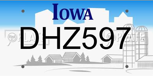 DHZ597 Iowa License Plate