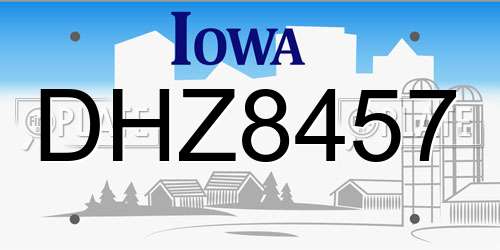 DHZ8457 Iowa License Plate