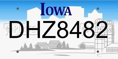 DHZ8482 Iowa License Plate