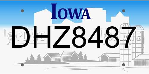 DHZ8487 Iowa License Plate