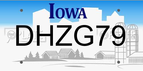 DHZG79 Iowa License Plate