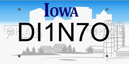 DI1N7O Iowa License Plate