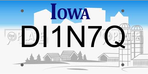 DI1N7Q Iowa License Plate