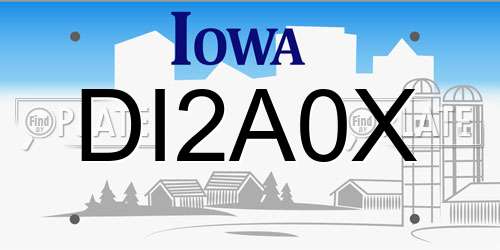 DI2A0X Iowa License Plate