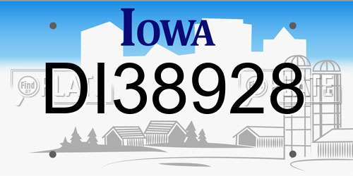 DI38928 Iowa License Plate