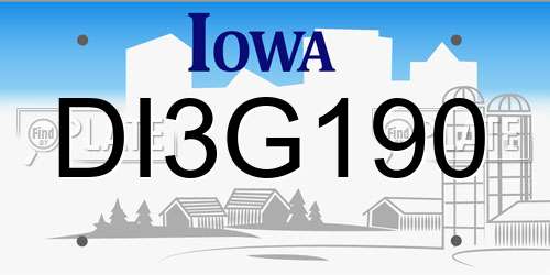 DI3G190 Iowa License Plate