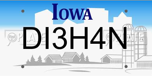 DI3H4N Iowa License Plate