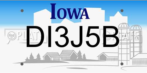 DI3J5B Iowa License Plate
