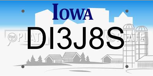 DI3J8S Iowa License Plate