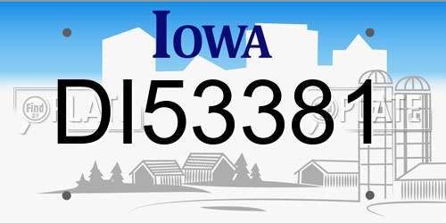 DI53381 Iowa License Plate