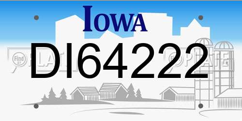 DI64222 Iowa License Plate