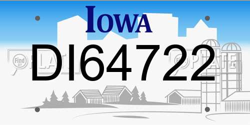 DI64722 Iowa License Plate
