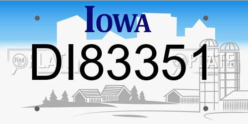 DI83351 Iowa License Plate