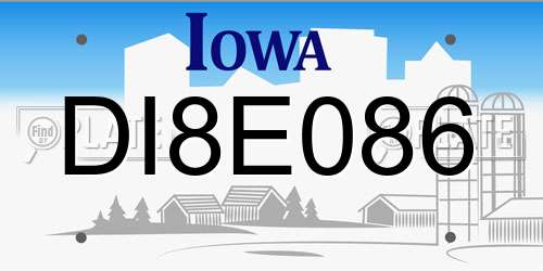 DI8E086 Iowa License Plate