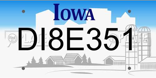 DI8E351 Iowa License Plate