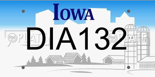 DIA132 Iowa License Plate