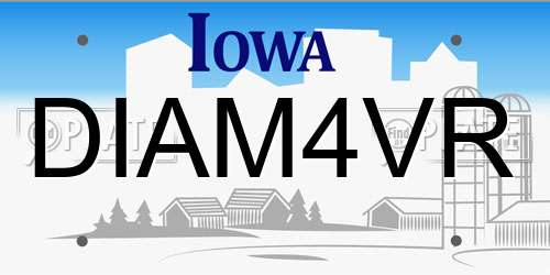 DIAM4VR Iowa License Plate