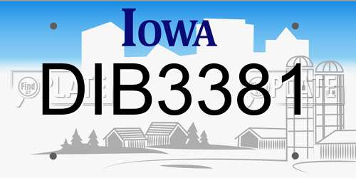 DIB3381 Iowa License Plate